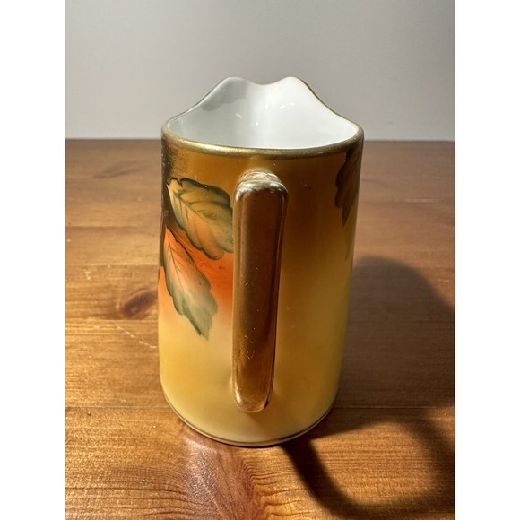 Antique Hand-Painted Nippon Creamer with Walnuts and Autumn Leaves Design - Picture 4 of 7